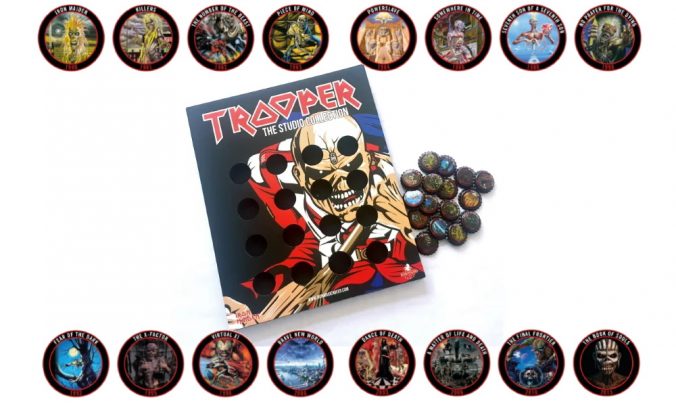 Trooper Beer Bottle Caps celebrating Iron Maiden's albums